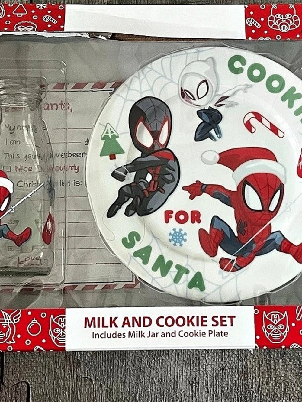 Marvel Spider-Man Milk & Cookie Set Glass Jar & Ceramic Plate Spider-Gwen